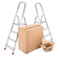 Ladders and two cardboard boxes Royalty Free Stock Photo