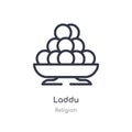 laddu outline icon. isolated line vector illustration from religion collection. editable thin stroke laddu icon on white
