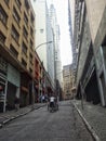 Ladeira Porto Geral street totally empty at Sao Paulo city downtown.