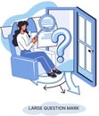 Ladge question mark. Problem and solution concept metaphor. Ask questions. FAQ frequently asked help