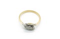 Ladies Antique Three Diamond Gold Ring