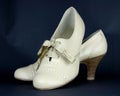 Ladies beige leather high heeled shoes