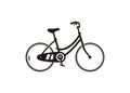 Ladies bike. Simple illustration in black and white.