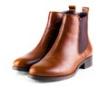 Brown leather ladies Chelsea leather boots Royalty Free Stock Photo