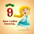 The 12 Days Of Christmas - 9Th Day - Nine Ladies Dancing Royalty Free Stock Photo