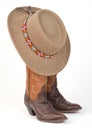 Ladies Cowboy Boots and Hat. Royalty Free Stock Photo