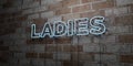 LADIES - Glowing Neon Sign on stonework wall - 3D rendered royalty free stock illustration Royalty Free Stock Photo