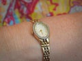 Ladies gold wristwatch jewellery timepiece