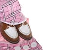 Ladies golf shoes and plaid clothing Royalty Free Stock Photo