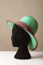 Ladies green fashion hat on display