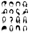 Ladies hair wig icons set