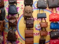 Ladies Handbags displayed on wall Royalty Free Stock Photo