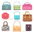 Ladies leather hand bags vector set Royalty Free Stock Photo