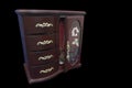 Ladies Mahogany Jewellery Box Isolated on black