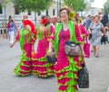 Ladies in matching Flamenco dresses