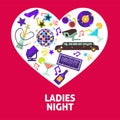 Ladies night party vector heart poster