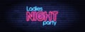 Ladies night party neon banner Royalty Free Stock Photo