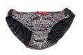 A ladies panty with black lines and red cherries prints