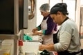 Ladies preparing nice traditional mexican food in Leonardo, famous restaurant of Ensenada