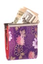 Ladies Purse with Money Isolated Royalty Free Stock Photo