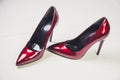 Ladies red high heels, Italian shoes Royalty Free Stock Photo