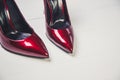 Ladies red high heels, Italian shoes Royalty Free Stock Photo