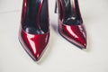 Ladies red high heels, Italian shoes Royalty Free Stock Photo