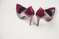 Ladies red high heels, Italian shoes Royalty Free Stock Photo