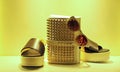 Ladies shoes, handbag and eyeware Royalty Free Stock Photo