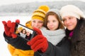 Ladies Taking Winter Selfie Royalty Free Stock Photo