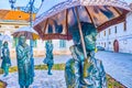 Ladies with Umbrellas monument in Obuda, Budapest, Hungary