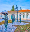 Ladies with Umbrellas statues, Obuda, Budapest, Hungary