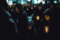 Ladies of the Virgin of Solitude during holy week semana santa in Zamora, Spain. Royalty Free Stock Photo