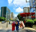 ladies walking in the city of jakarta indonesia