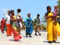 Ladies walking with traditional costumes india