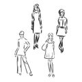 ladies . woman figure collection. Vintage Hand Drawn big set. Fashion and clothes. Retro Illustration in engraving style Royalty Free Stock Photo