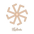 Ladinets, female Kolovrat. a Slavic symbol decorated with Scandinavian weaving ornaments. Beige trendy