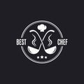 Ladle logo with chef hat. Best chef sign on black Royalty Free Stock Photo