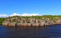 Ladoga skerries, stone islands overgrown with pines on Lake Ladoga in the national park of the Republic of Karelia Royalty Free Stock Photo