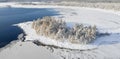 Ladoga Skerries, in winter in Karelia Russia .stone island in the snow on Lake Ladoga Royalty Free Stock Photo