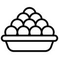 Ladoo dish vector outline icon. Hindu festival, Hindu celebration