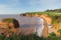 Ladram Bay Devon England UK with red sandstone rock stack located between Budleigh Salterton and Sidmouth