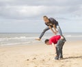 Lads playing leapfrog