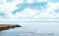 Ladscape stone shore coastline and ocean with sky line