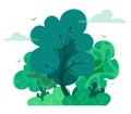 Magic and fairy forest in cartoon style with texture. Vector tree isolate on white background. Forest or outdoor park