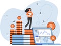 Lady analyses digital payment system, money investment in cryptocurrency, work with trading platform