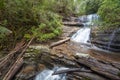 Lady Barron waterfall cascading down the rocks at Mount Field Na