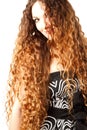 Lady with a beautiful brown curly hair Royalty Free Stock Photo