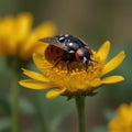 Lady Beetle on yellow bloom Royalty Free Stock Photo