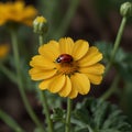Lady Beetle on yellow bloom Royalty Free Stock Photo